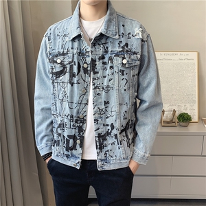 JK823-p80 M-5X店主风ins牛仔夹克绣花破洞大码男日系CITYBOY图片