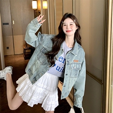 2025秋款现货韩版通勤牛仔外套2C090-1060-P125-K178，女装短外套，2C090