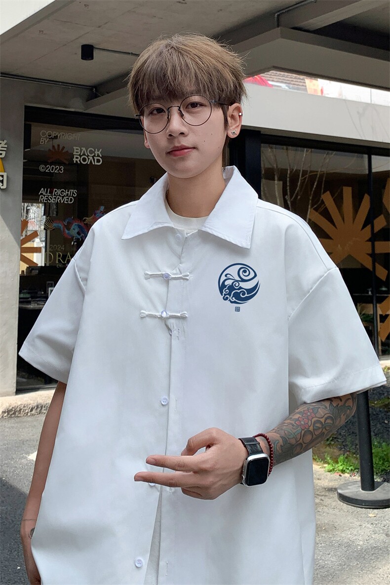 ！2025夏季新款男士新中式短袖衬衫免烫风衬衣CS102特P33,男装衬衫,电商B220