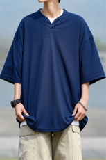 8XL-M短袖t恤男款夏季薄款垂感小V领七分袖加肥加大码DT005特P20，男装T恤，电商B312