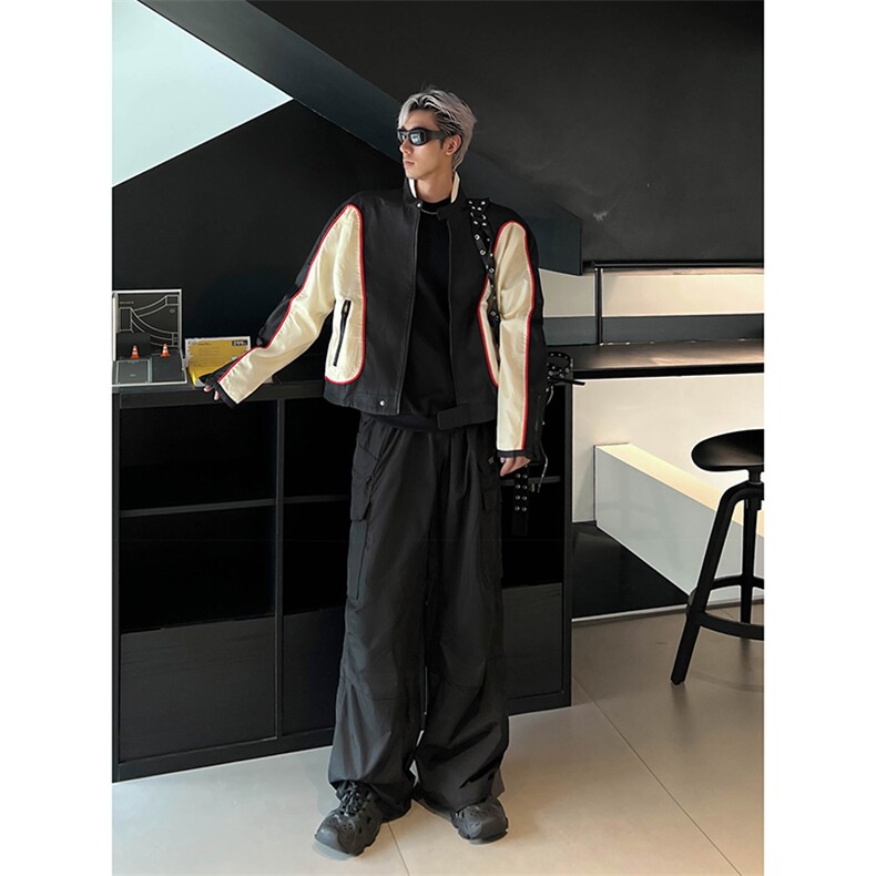 B221 美式ins高街暗黑痞帅型男机车服外套上衣 SY2306-P90控118图片