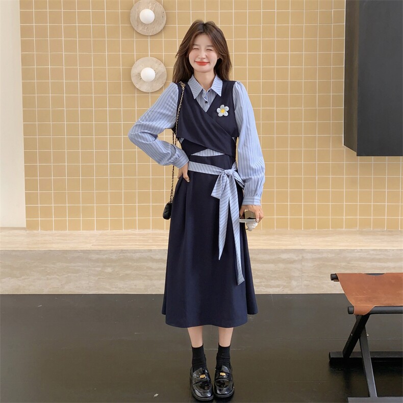 26春新款现-学院风法式收腰显瘦长袖衬衫裙2603-P150K248,女装连衣裙,2B190