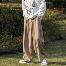原创日系潮流复古直筒垂坠阔腿灰色休闲拖地西裤D510/P65，男装西裤，星座206（原A221）
