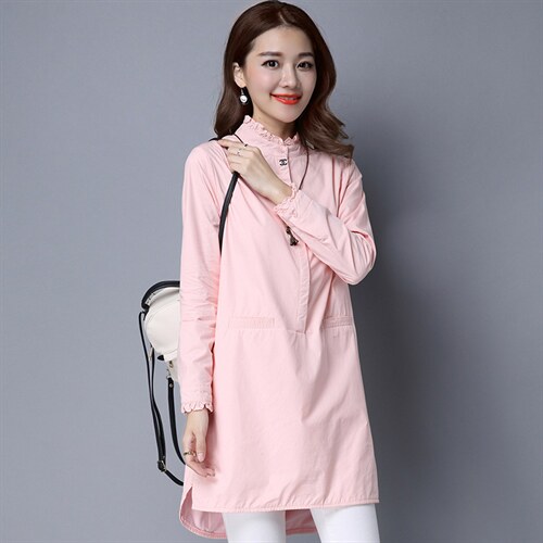 秋冬加绒衬衫女长袖中长款2025款纯棉立领夹绒衬衣保暖加厚打底衫，女装衬衫，风姿绰