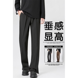 休闲裤男春秋季男装宽松高级垂感免烫西裤直筒运动长裤子8066 P43图片