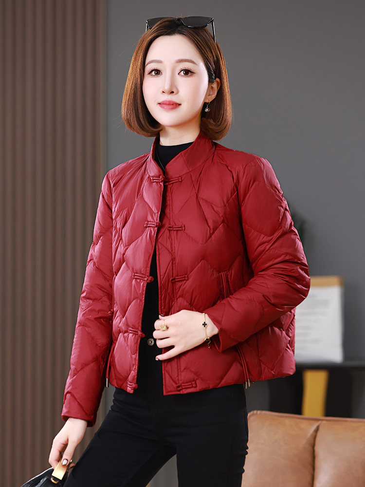 2025冬装新中式盘扣短款立领棉衣外套,女装棉衣/棉服,雪樱依海