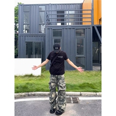 美式复古迷雾多口袋晕染迷彩裤男女宽松直筒休闲工装裤AM756P78，男装工装外套，星座1013-5