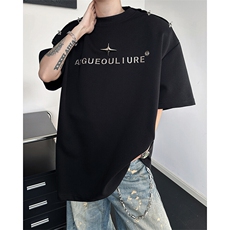8XL-M夏季小众解构飞机扣一字肩设计稿短袖立体T恤卫衣男DX331P58，男装T恤，电商D206-1