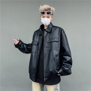 2024春季新款痞帅pu机车夹克皮衣bf中性风外套 现货 W8109-P66图片