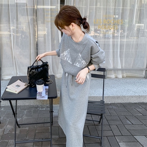 蕾丝拼接灰色卫衣休闲运动套装女春2025新款绝美独特设计两件套潮图片