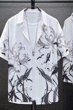 1港风夏季休闲情侣大码M-5XL潮流帅气衬衫男挂拍家具7854P45控68，男装衬衫，星座226-2