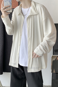 21秋冬 情侣中性港风宽松褶皱衬衫外套学生夹克衬衫男女 H208/P55图片