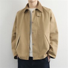 高端翻领夹克男2026春季简约宽松休闲工装外套百搭上衣服，男装夹克，星座914