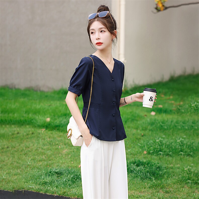 欧美高端大牌奢华女2025夏装新款干练气质休闲时尚职业,女装衬衫,水衣源