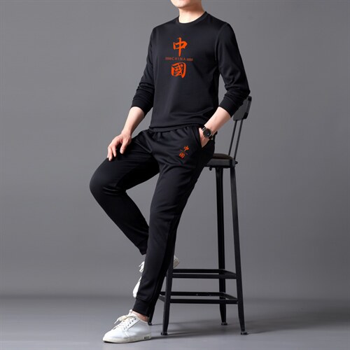 中青年运动套装春季休闲爸爸装圆领套头卫衣运动服春秋针织衫,男装休闲套装,电商B212（原钱塘6029）