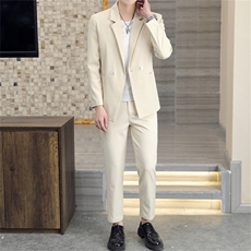 秋冬韩版修身西装套装两件套男士休闲轻熟风男装小西服痞帅外套潮，男装西服，星座505-2（原电商A260-1)