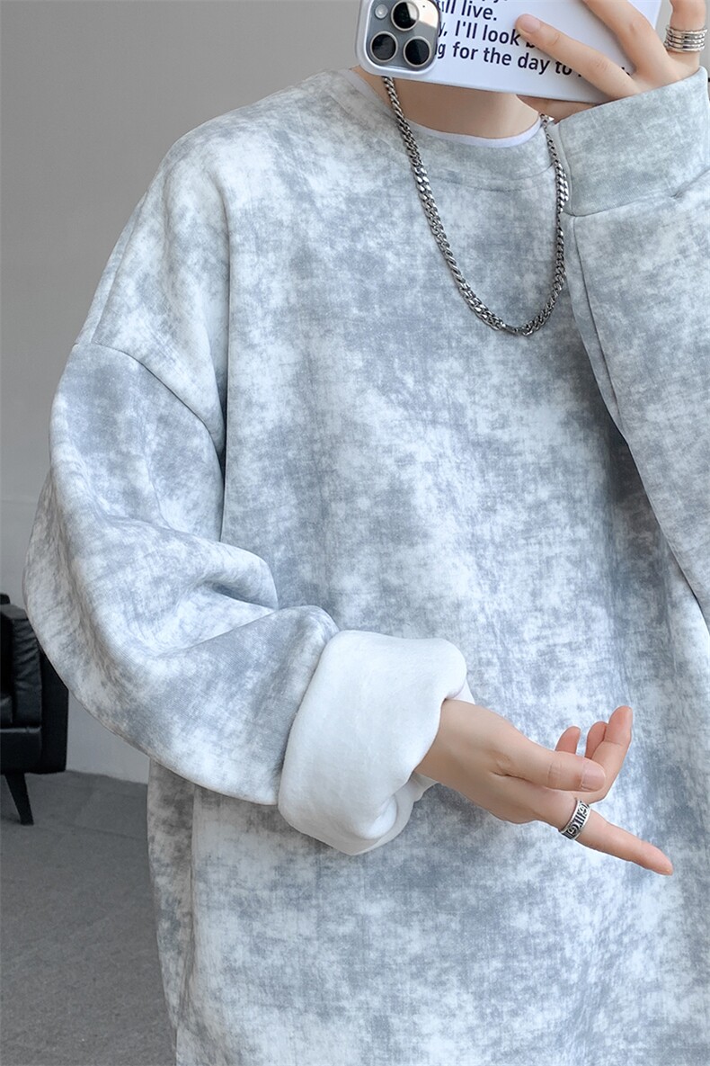 8XL-M美式复古街头风圆领卫衣男特大码上衣套头打底衫WY11P50控68,男装卫衣,电商D206-1
