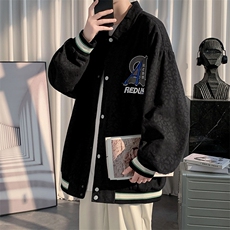 2023秋装新品潮刺绣设计夹克中性风男女韩版棒球服外套8007-P85，男装夹克，电商A441-1