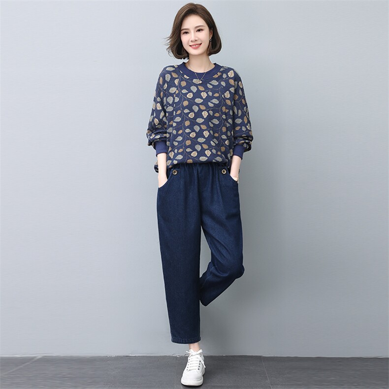 时尚休闲套装女2025春秋新款中年妈妈宽松大码显瘦减龄卫衣两件套,女装套装/套裙,悦见她