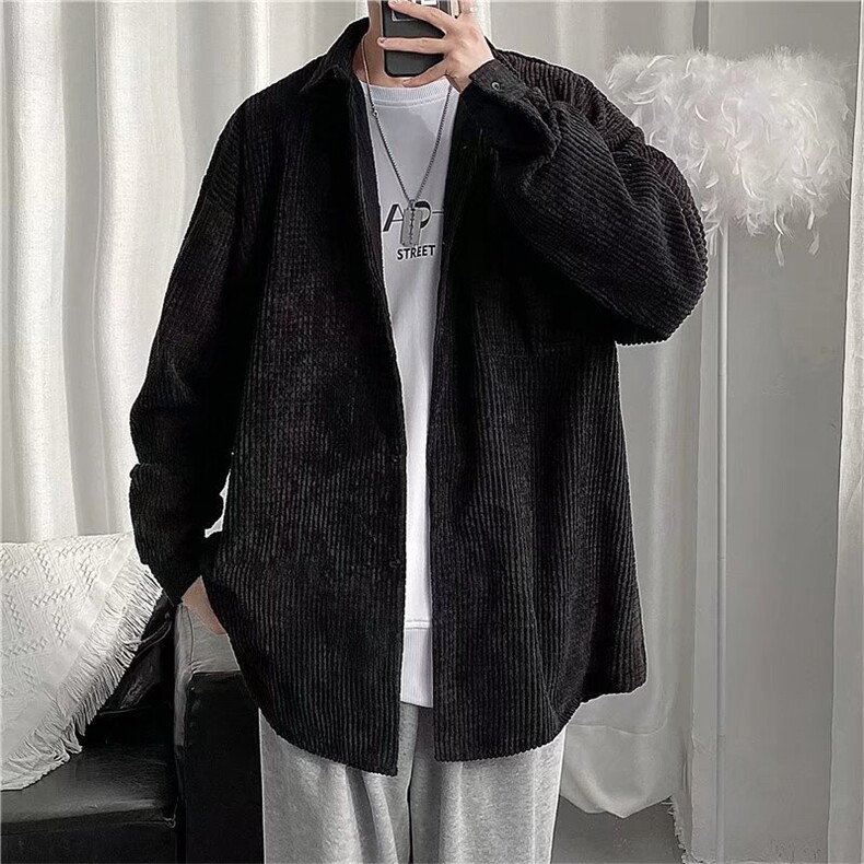灯芯绒衬衫男长袖春秋港风日系潮流衬衣C8026P40,男装衬衫,星座1116-2
