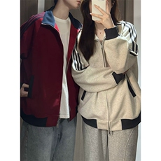 抖音得物高品质26春装美式高街重磅结构拼接织带立领卫衣外套CM42，女装短外套，电商A486-1