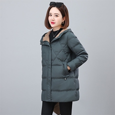 时尚中长款修身显瘦保暖羽绒服女，女装羽绒服，依恋蒂丝