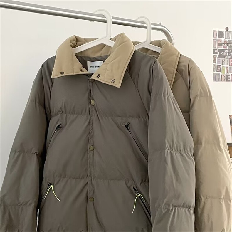 简约设计感翻领短款面包服棉衣外套男女情侣棉服M16-P83,男装棉衣,星座308B-2