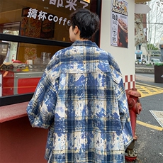 衬衫男春季新款港风宽松大码扎染长袖衬衣CS3098-特P30，男装衬衫，星座214-3