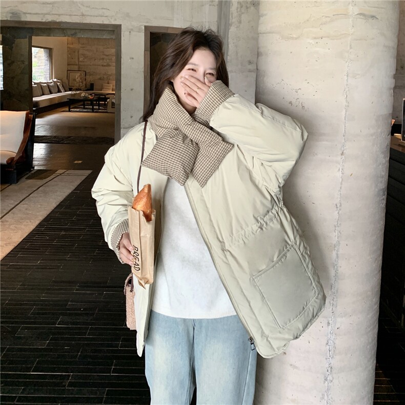 现货！2C056-7097-P285控428（浅绿色90绒羽绒服送格子围巾）,女装羽绒服,2C056