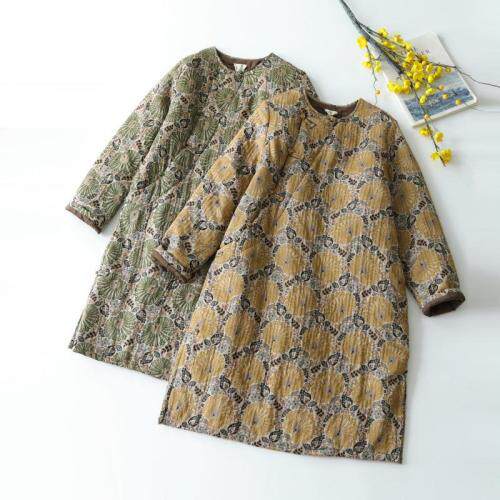 棉麻夹棉盘扣棉衣，女装棉衣/棉服，蓝院