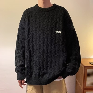 新款毛衣男秋冬季美式复古外套宽松情侣慵懒风日系针织衫9191-p45图片