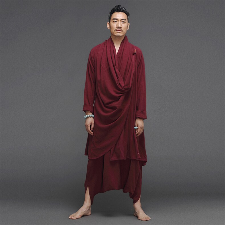 风棉麻打坐居士汉服宽松长款披风衣民族套装瑜伽服Q9220-P190,男装风衣,星座1105-3