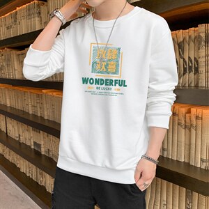 跑量卫衣男22秋季打底上衣潮流韩版宽松T恤时尚百搭长袖W161图片