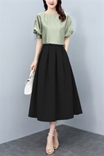 芷墨夏季新款时尚纯色简约显瘦上衣裙子套装百搭休闲俩件套，女装套装/套裙，芷墨服饰