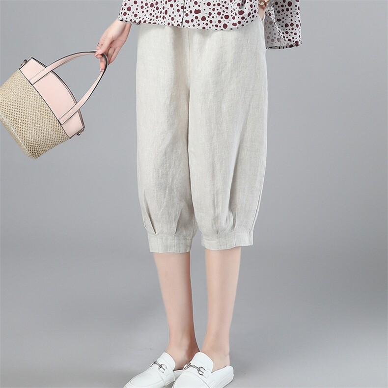 2025年夏季新款中腰高端时尚休闲棉麻七分裤，女装短裤/热裤，独衣靓
