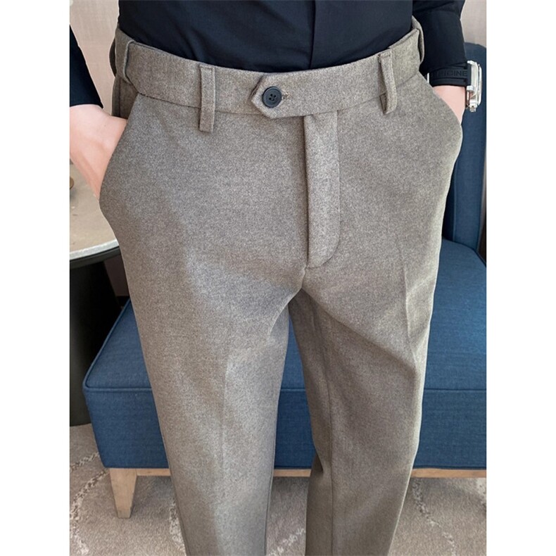 秋冬款男士休闲西裤毛呢裤直筒小脚宽松长裤加大码28-36HK09P58，男装西裤，星座1013-1