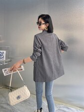 【现货】春装新款韩版阔版黑白格休闲西装，女装西装，名怡