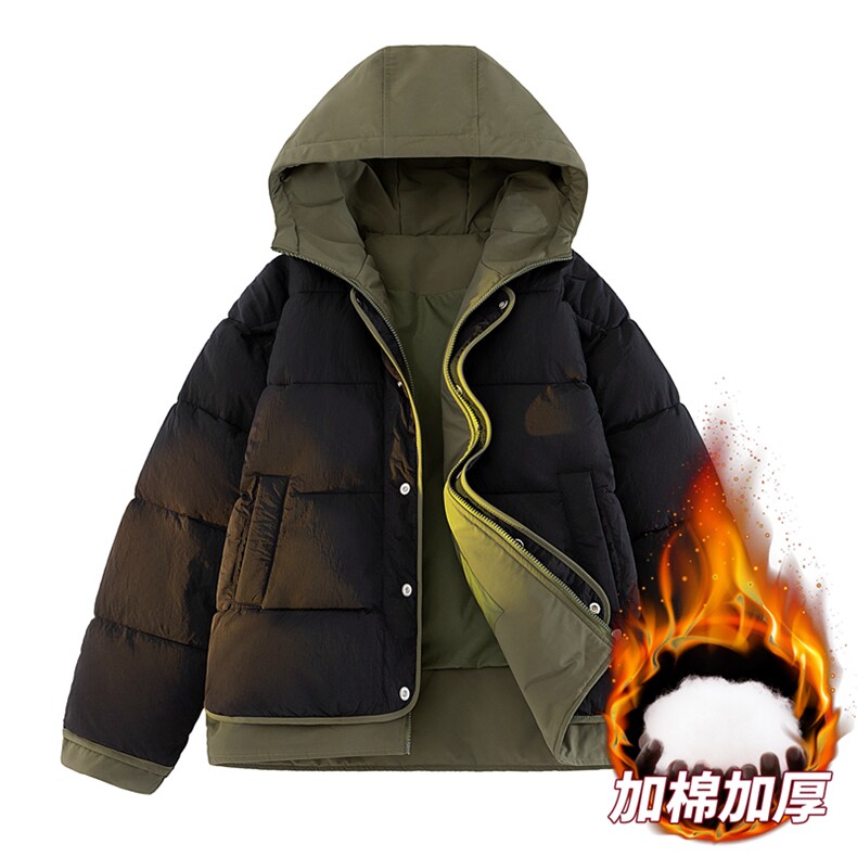 白底冬季加绒加厚假两件连帽男士防水保暖棉服A406MY8829P108,男装棉衣,星座309（原A406）