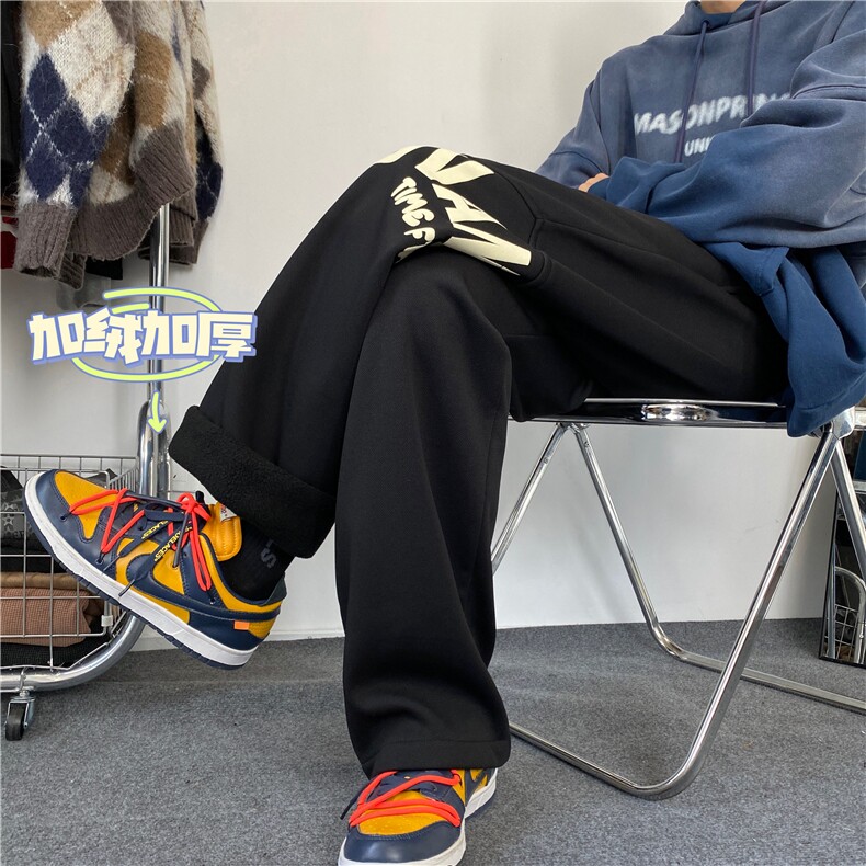 INS冬季菠萝格加绒宽松休闲卫裤发泡印花B315-K23404JR-p55控68,男装休闲裤,电商B315