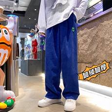 2025冬季原创港风加绒加厚灯芯绒休闲裤克莱因蓝直筒裤GK26-1-P55，男装卫衣，电商B277A（原A068）