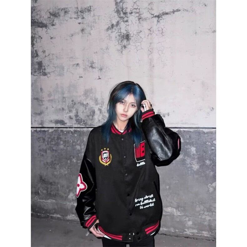 网络图现货美式复古小众徽章拼接撞色宽松夹克RLS158-P85,男装夹克,星座1005-4