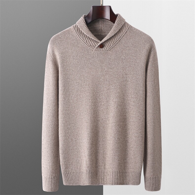 时尚百搭男士羊毛衫简约青果领设计宽松舒适高级质感男装，男装羊毛衫，冬季工坊
