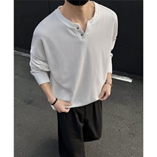 ！2025年春季新款美式老钱风T恤宽松V领打底衫卫衣男106-P28，男装T恤，电商C213(原B265)