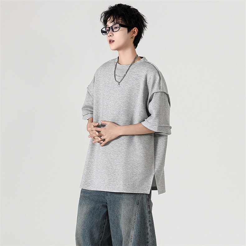 现货-夏季新品立体个性T恤男重磅潮流纯色圆领短袖-AT2428-P48,男装T恤,电商A351