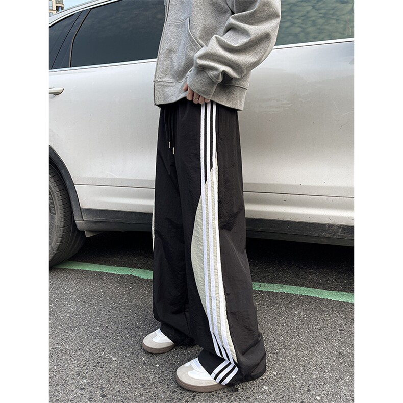 8XL-M加绒加厚条纹工装裤束脚休闲阔腿美式运动裤男K9116P58控78,男装休闲裤,电商D206-1