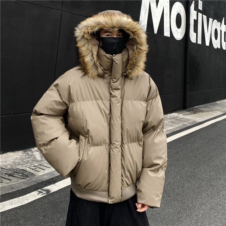 冬季复古可脱卸毛领皮棉服男女美式短款加厚保暖棉衣外套p118图片