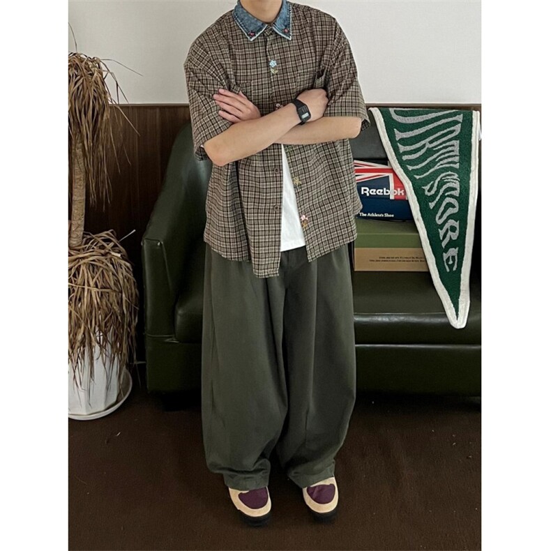 纯棉工装休闲裤解构褶皱工装裤男纯棉工装垂感裤子K886,男装休闲裤,星座1116A（原606A-3）