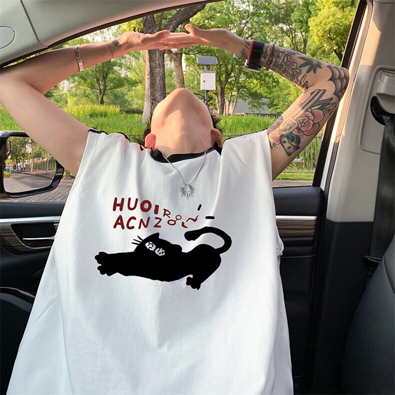 量大优供视频直播高品质重磅260克双纱纯棉印花背心无袖T恤DB332，男装背心/马甲，电商A486