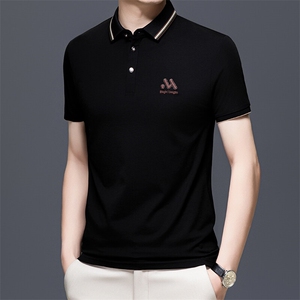 HP5112夏季新款男士T恤衫简约刺绣男士短袖翻领通勤男装图片
