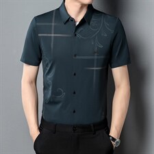 夏季新款2022中年男士短袖衬衫休闲免烫爸爸装衬衣上衣图片